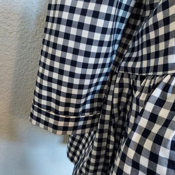Victoria Beckham Navy White Check Blouse w/Peplum Size L - Picture 8 of 16